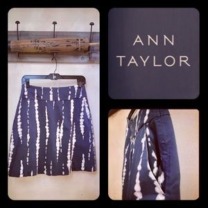 🪶3/$35 ANN TAYLOR Pockets Lined Black & Tan Tie-Dye Patterned Skirt-28